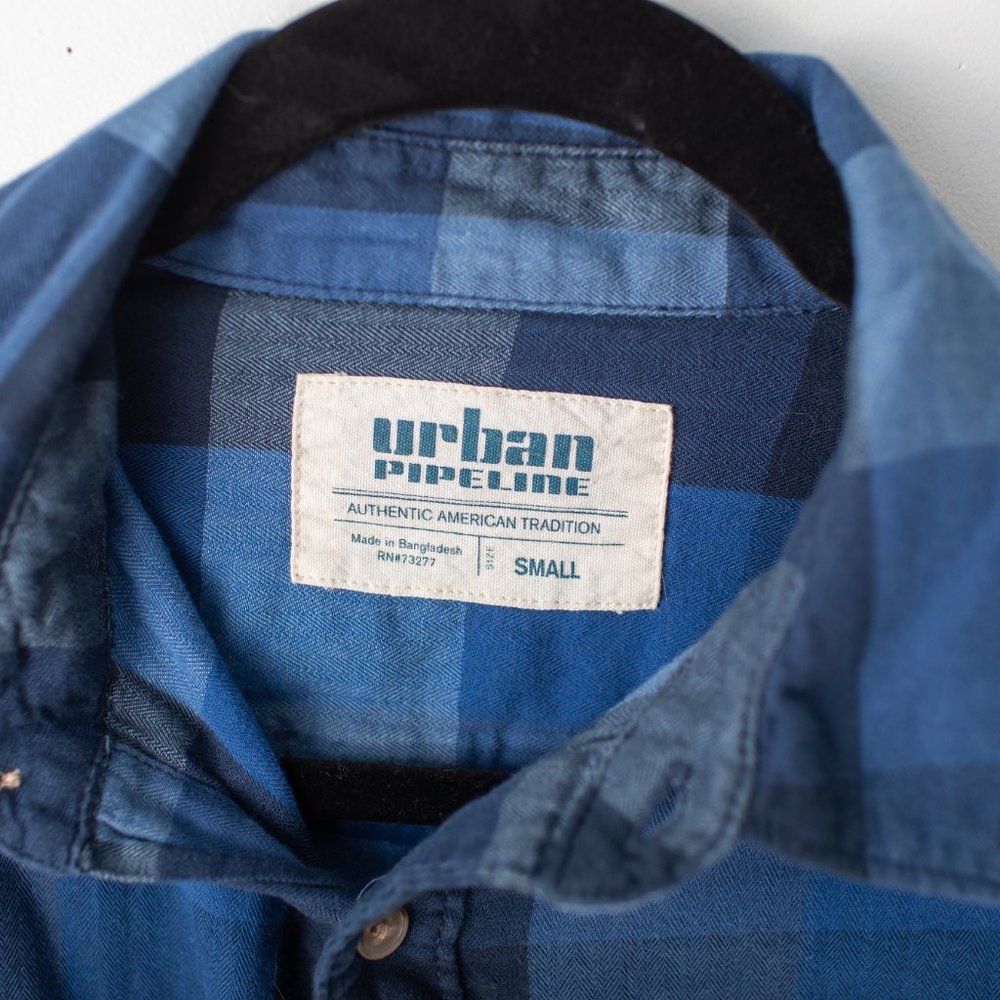 Urban Pipeline Blue Plaid Men's Long Sleeve Shirt Size Small - Picture 4 of 9